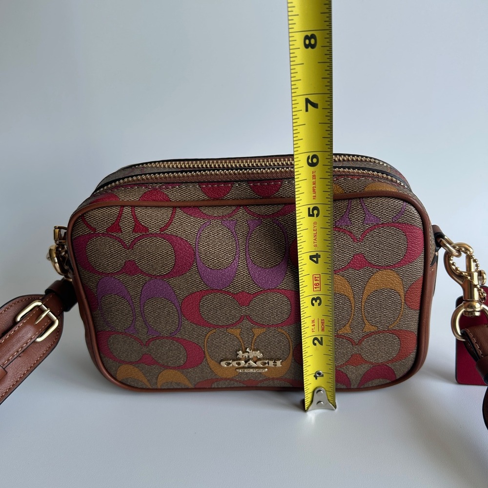 Coach Jes Crossbody 20 Rainbow Signature Canvas Leather Bag C1308 Excellent - Picture 10 of 11